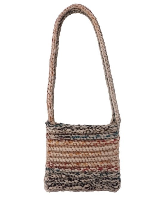 Handmade Handbags - Adjustable Handmade Shoulder Multicolor Striped Crocheted Bag